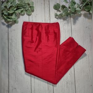 Talbot's Red Silk Capri/Ankle Pants